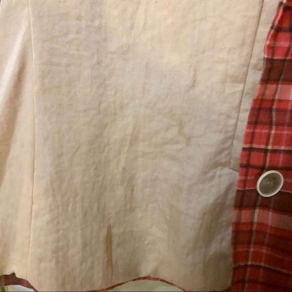 Talbots Coral Plaid Blazer with 3/4 Sleeves - Picture 7 of 7